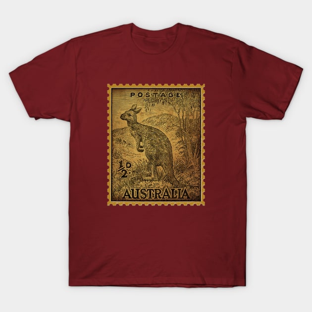 Australia Stamp - Kangaroo T-Shirt by Midcenturydave